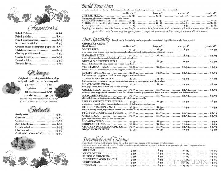 Luigi's Pizzeria - Gatlinburg, TN menu_pic