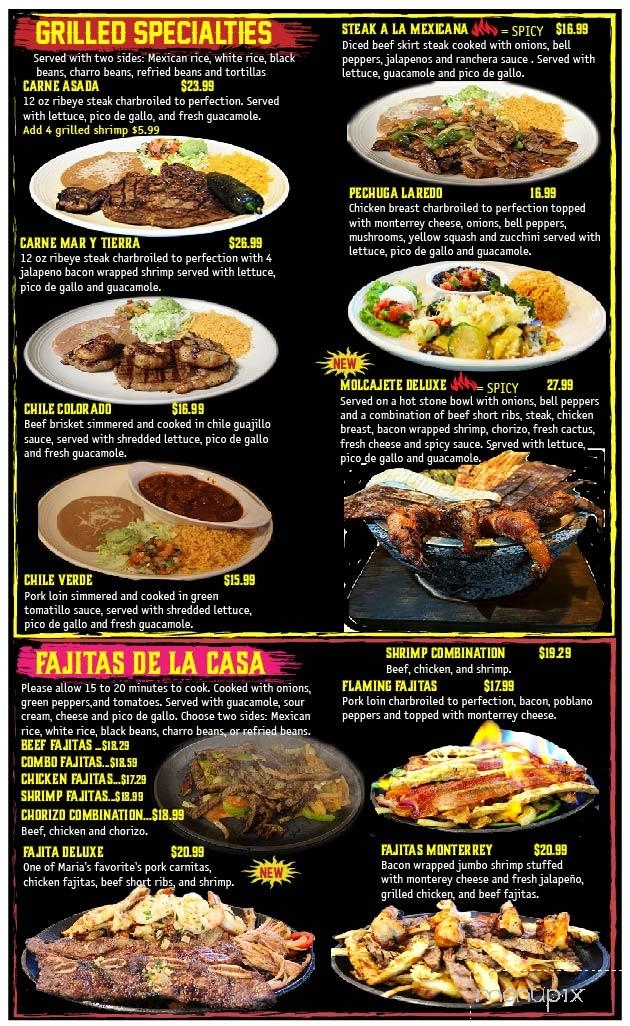 Maria's Mexican grill & cantina - Joplin, MO menu_pic