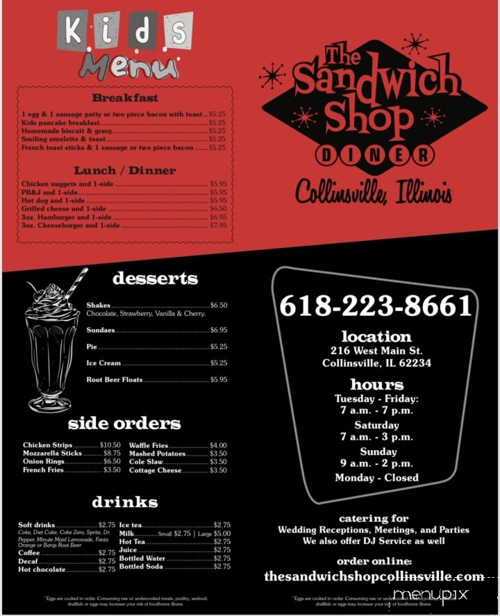 Sandwich Shop Diner - Collinsville, IL menu_pic