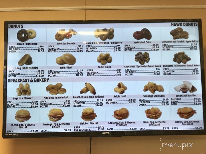 Hawk Donuts - Heath, TX menu_pic