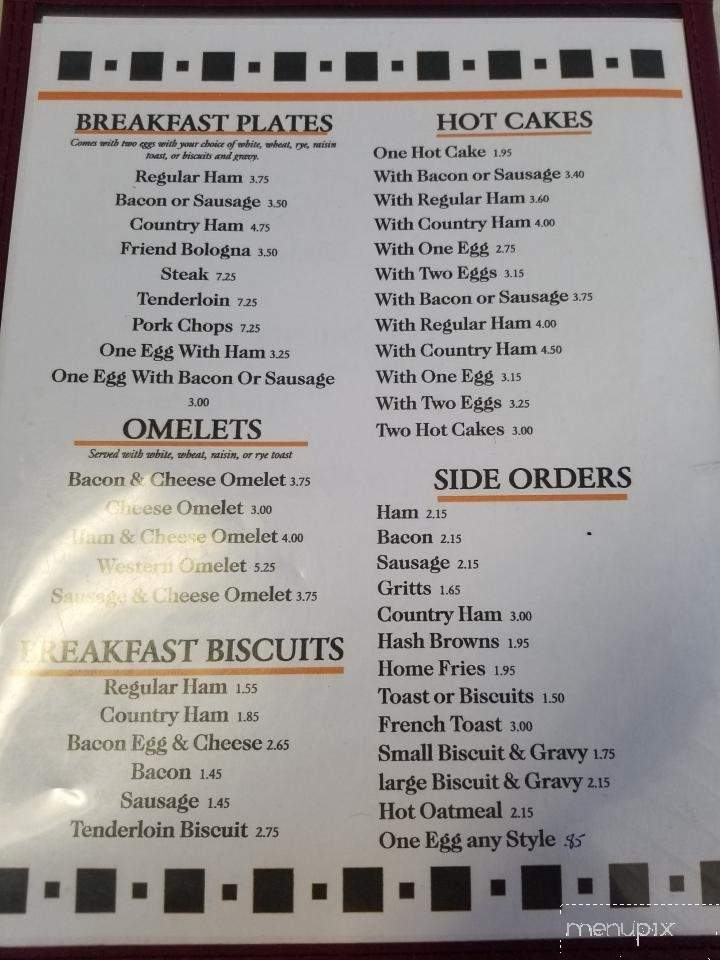 Edgewood Restaurant - Crossville, TN menu_pic