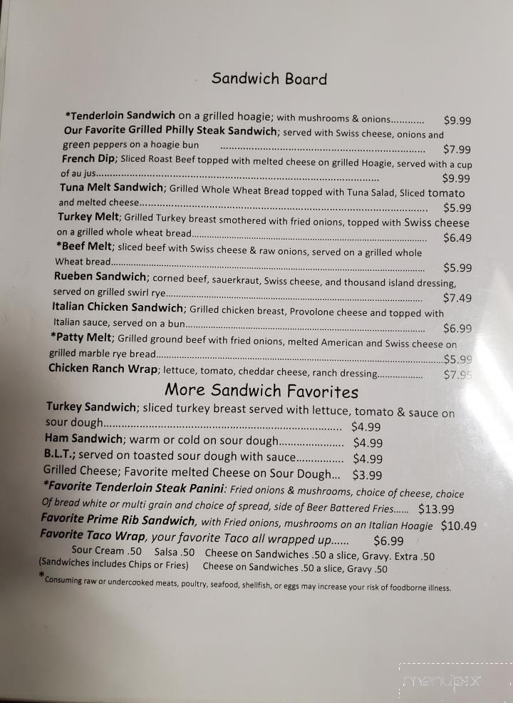 Stoney Ridge Inn - Goodman, WI menu_pic