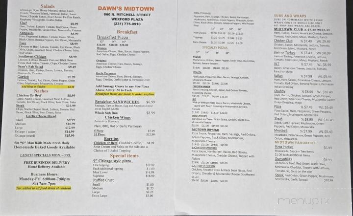 Dawn's Midtown Food & Beverage - Cadillac, MI menu_pic