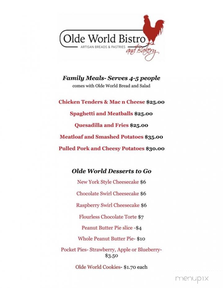 Olde World Bistro - Millersburg, OH menu_pic
