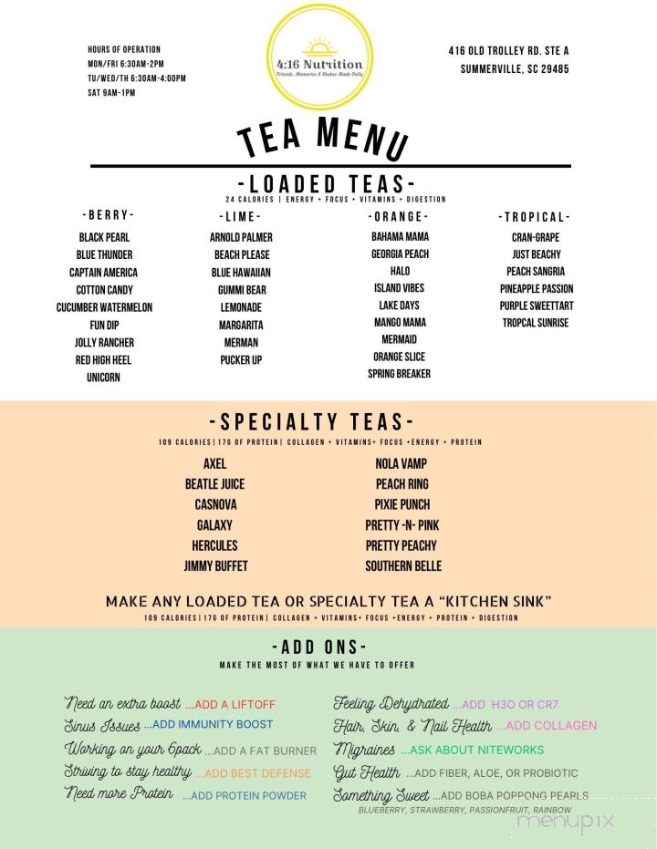4:16 Nutrition - Summerville, SC menu_pic