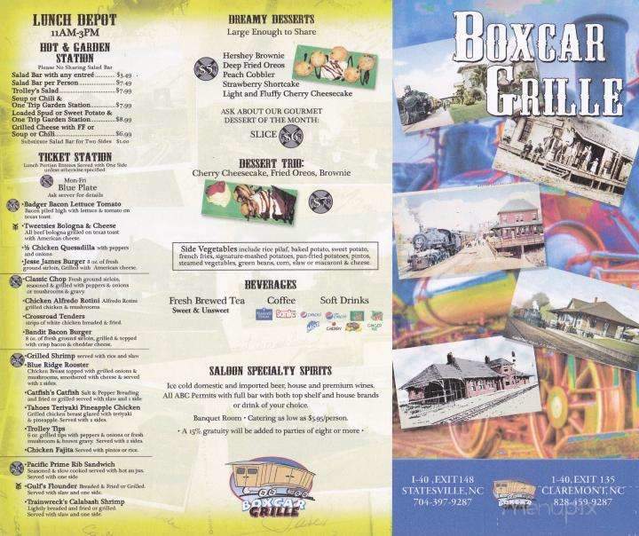 Boxcar Grille - Claremont, NC menu_pic