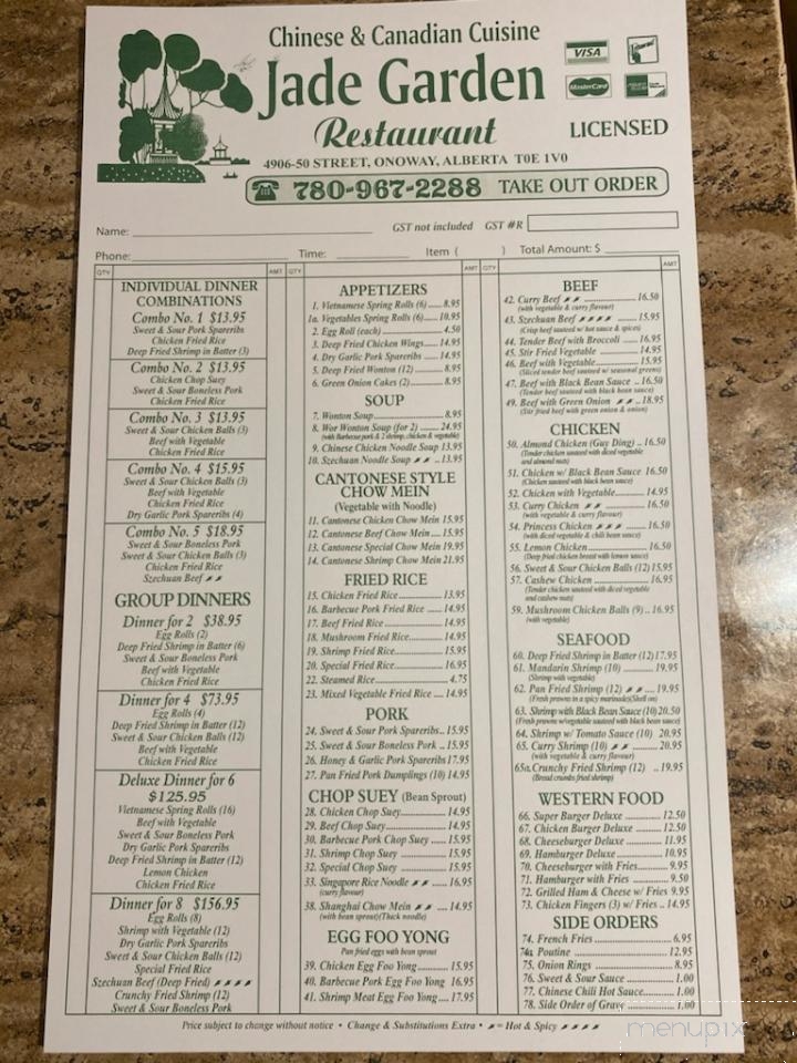 Jade Garden Restaurant - Onoway, AB menu_pic