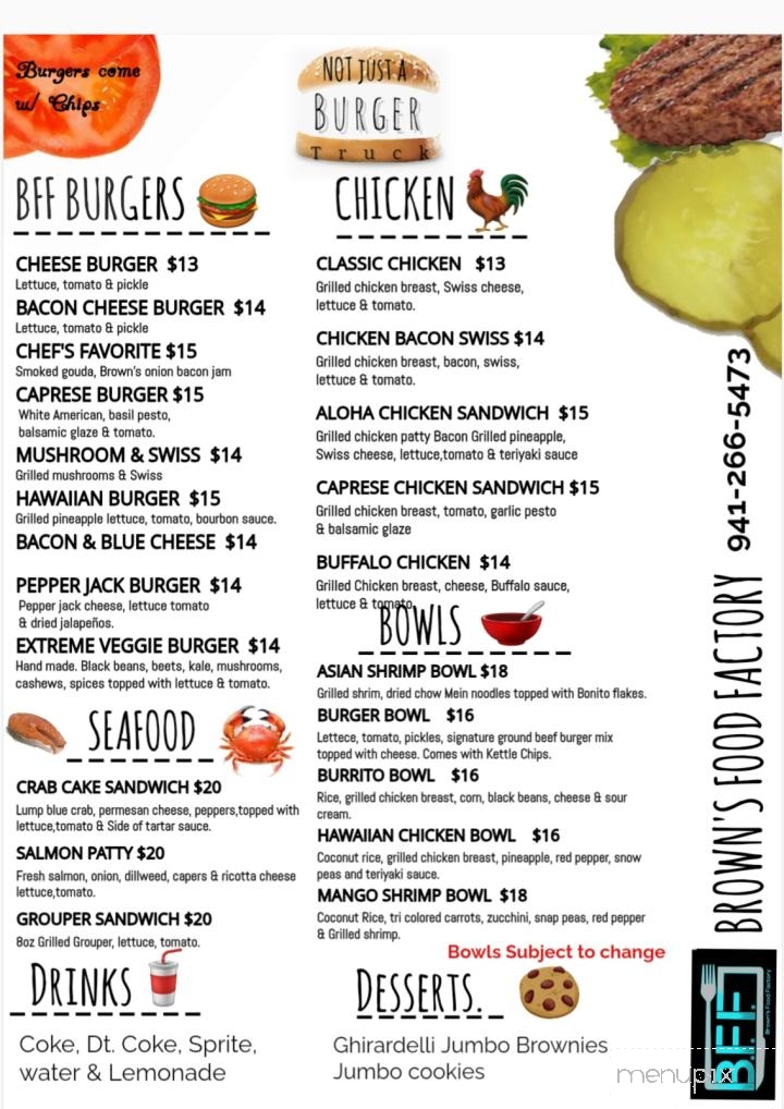 Browns Food Factory - Venice, FL menu_pic