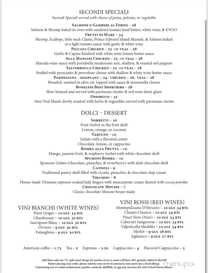 Trattoria Il Vesuvio - Lenox, MA menu_pic