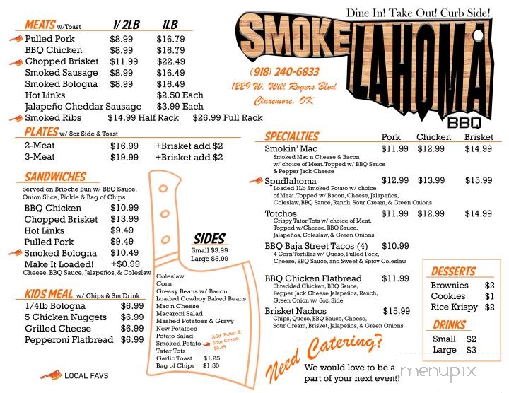 Smokelahoma BBQ - Chelsea, OK menu_pic