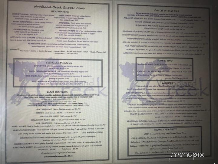 Woodland Creek Supper Club - Campbellsport, WI menu_pic