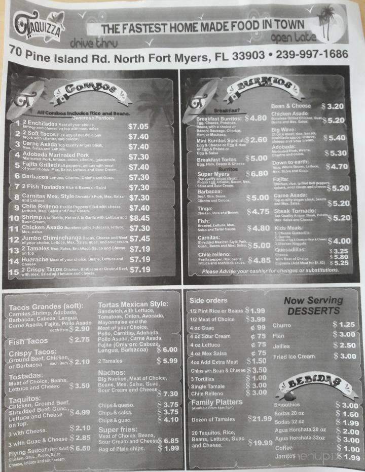 Taquizza - North Fort Myers, FL menu_pic