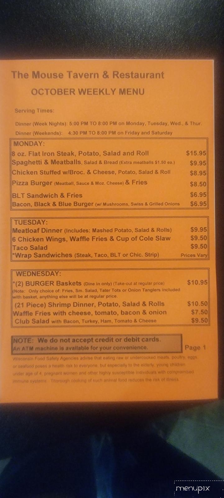 Mouse Tavern & Restaurant - Beloit, WI menu_pic