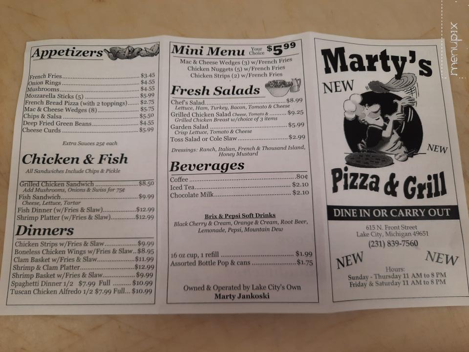 Marty's Pizza & Grill - Lake City, MI menu_pic