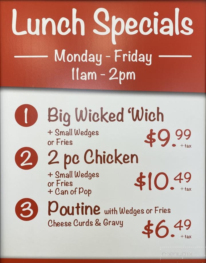 Rob's Wicked Chicken & Wedges - London, ON menu_pic
