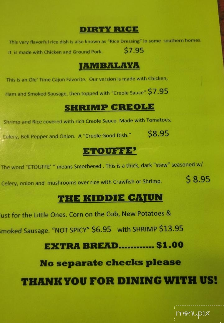 Crazy Cajun Seafood Restaurant - Port Aransas, TX menu_pic