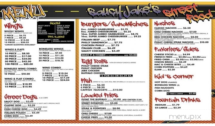 Saucy Jake's Street Food - Jackson, TN menu_pic
