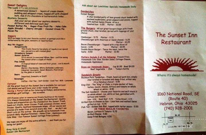 Sunset Inn Restaurant - Hebron, OH menu_pic