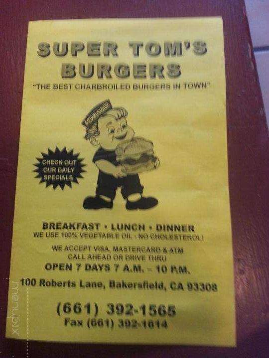 Super Tom's Burgers - Bakersfield, CA menu_pic