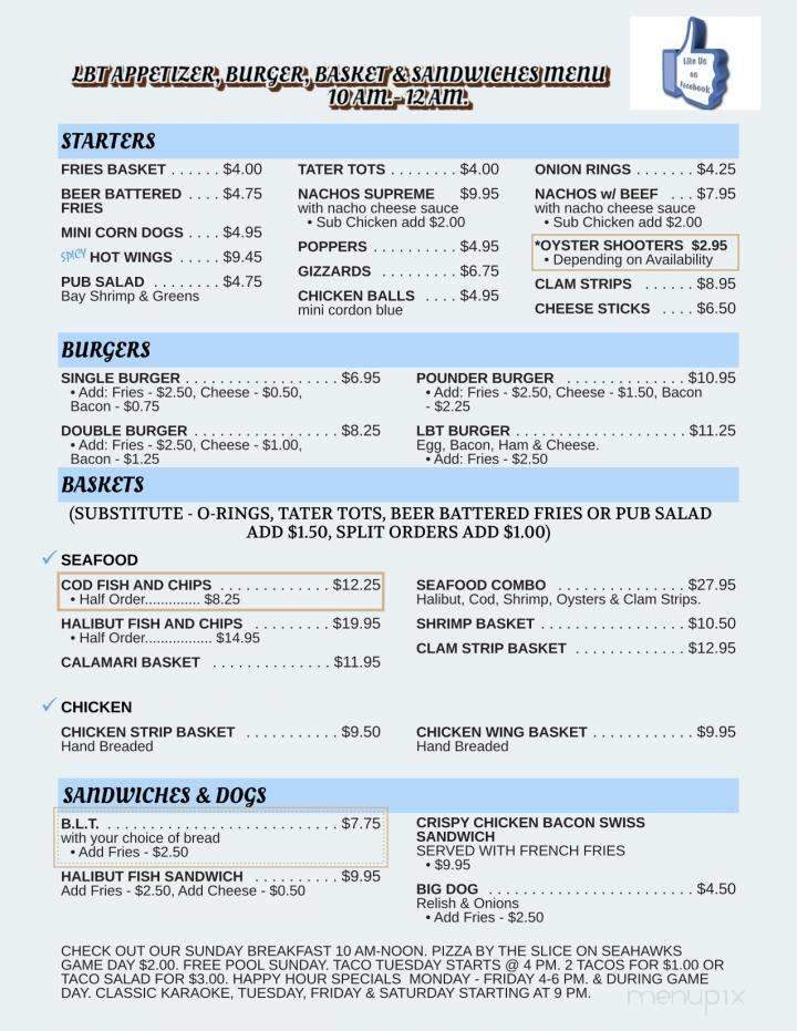 Long Beach Tavern - Long Beach, WA menu_pic