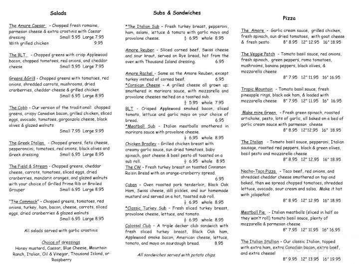 Amore Cafe - Lake Toxaway, NC menu_pic