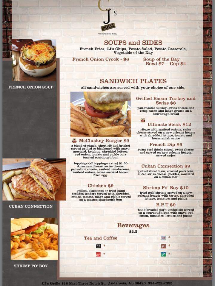 CJ's Grille - Andalusia, AL menu_pic