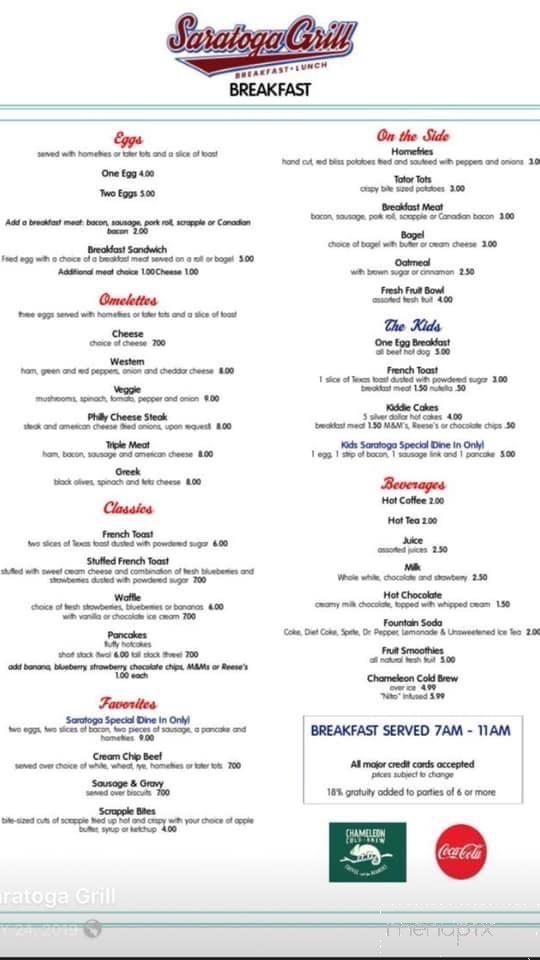 Saratoga Grill - Wildwood Crest, NJ menu_pic
