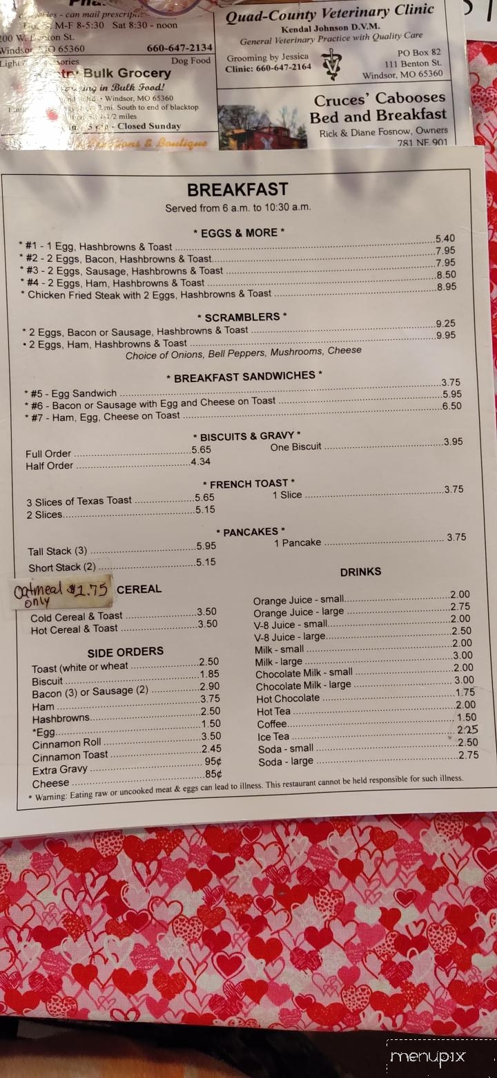 Wagon Wheel Cafe - Windsor, MO menu_pic