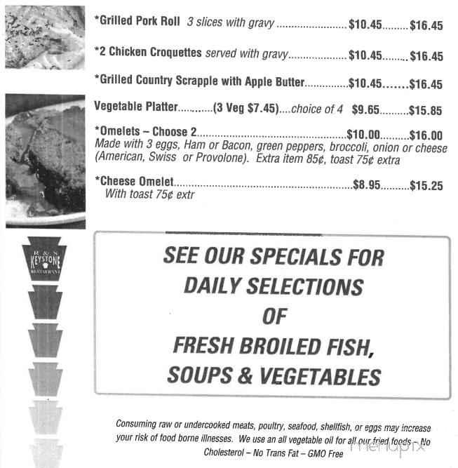 R & S Keystone Diner - Telford, PA menu_pic