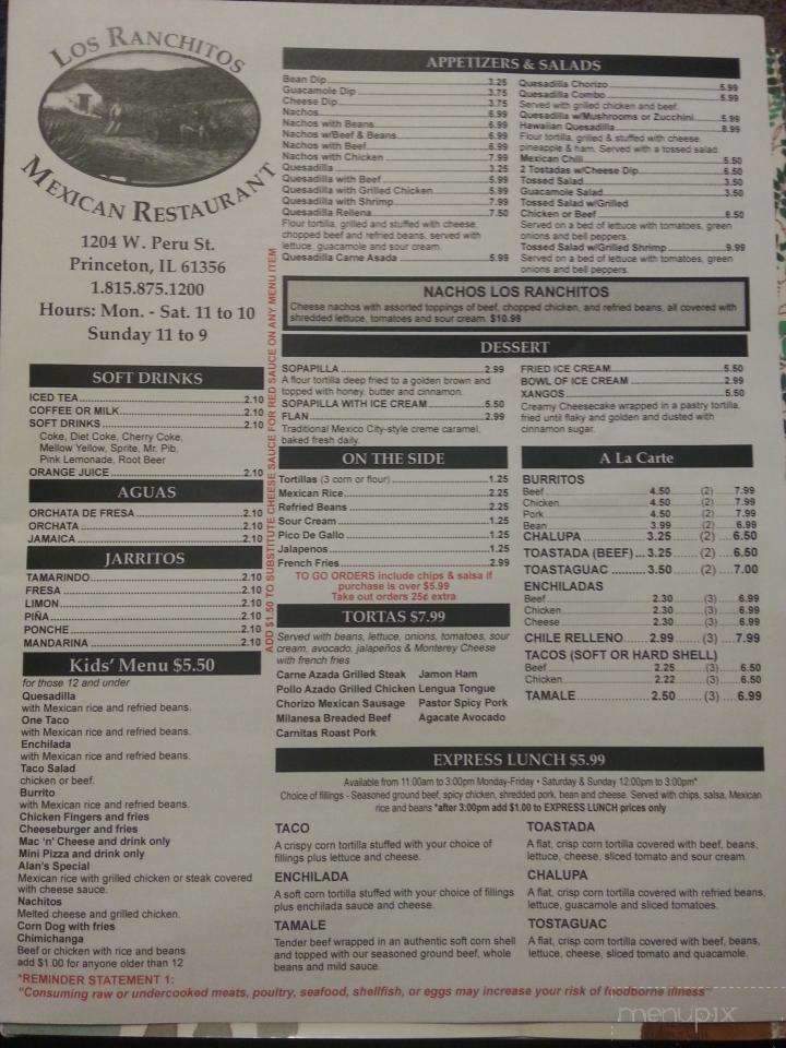Los Ranchitos - Princeton, IL menu_pic
