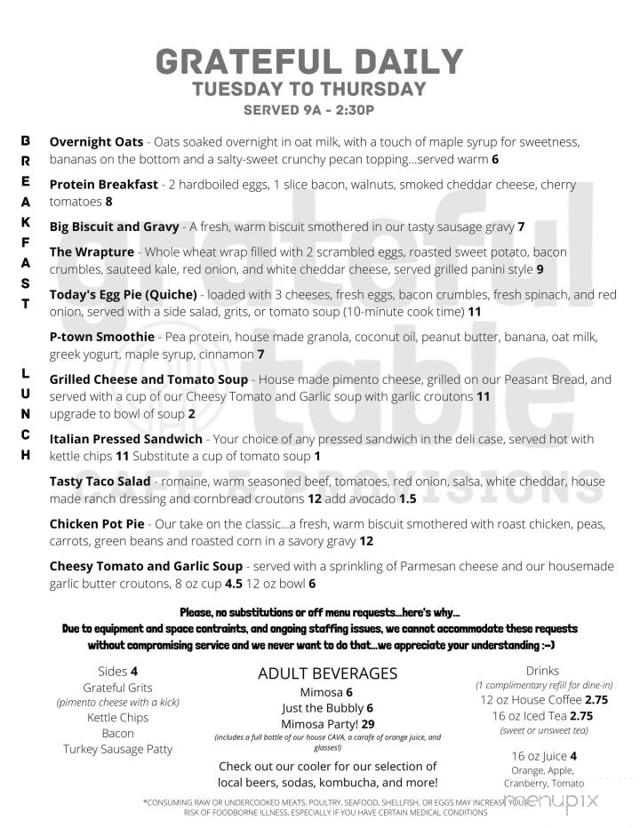 Grateful Table - Canton, NC menu_pic