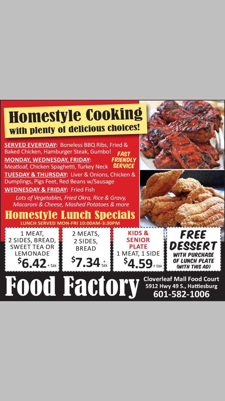 Food Factory - Hattiesburg, MS menu_pic