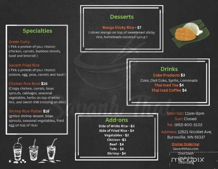 Savanh Thai Asian Cuisine - Burnsville, MN menu_pic