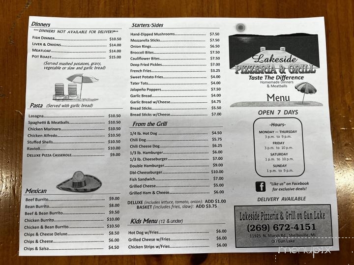 Lakeside Pizzeria - Shelbyville, MI menu_pic