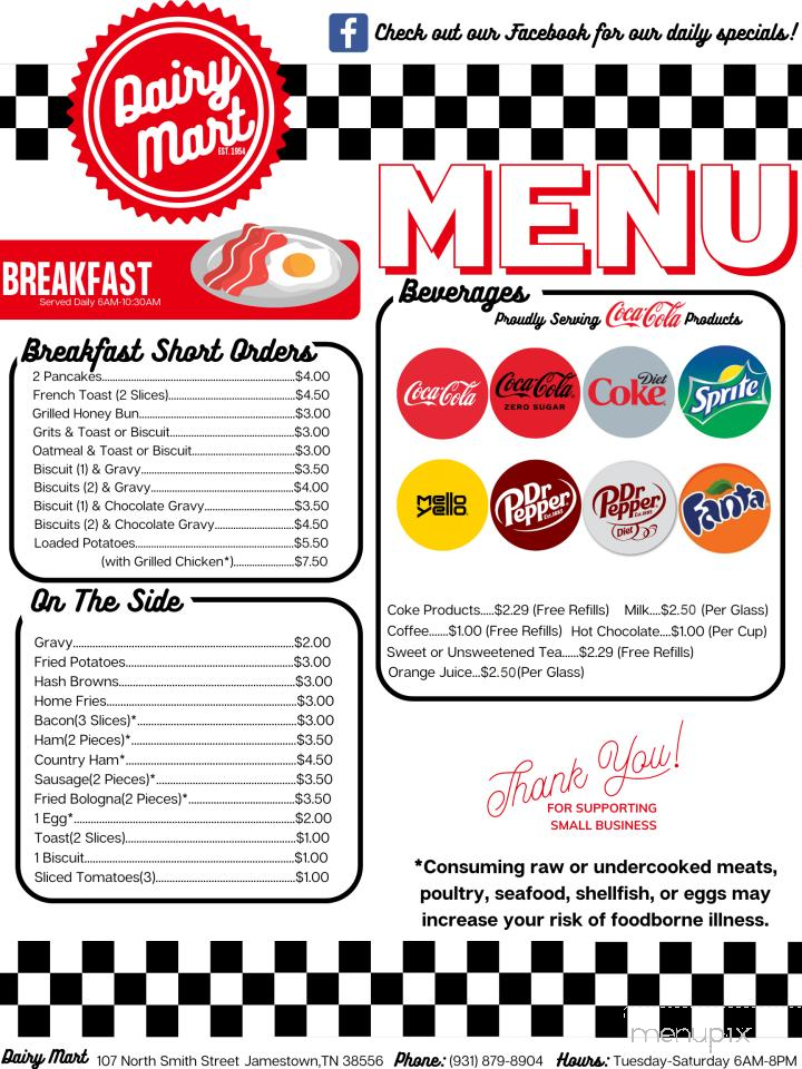 Dairy Mart - Jamestown, TN menu_pic