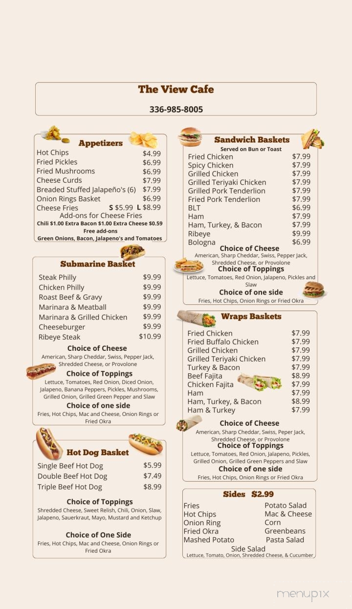 The View Cafe - King, NC menu_pic