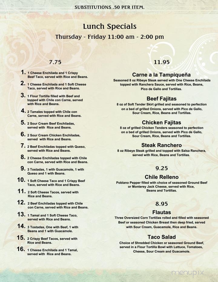 TEJAS Mexican Grill - Bells, TX menu_pic