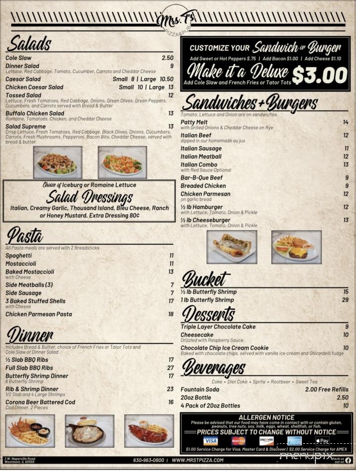 Mrs T's Pizza - Westmont, IL menu_pic