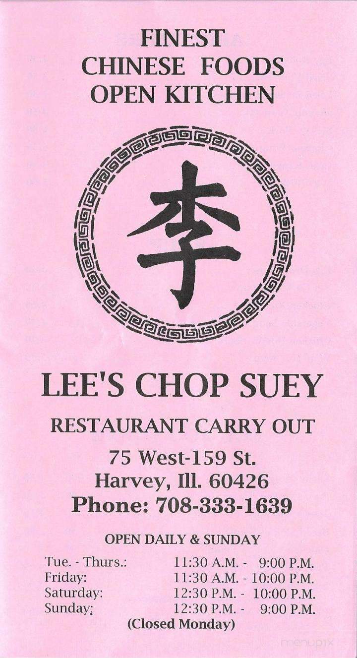 Lee's Chop Suey - Harvey, IL menu_pic