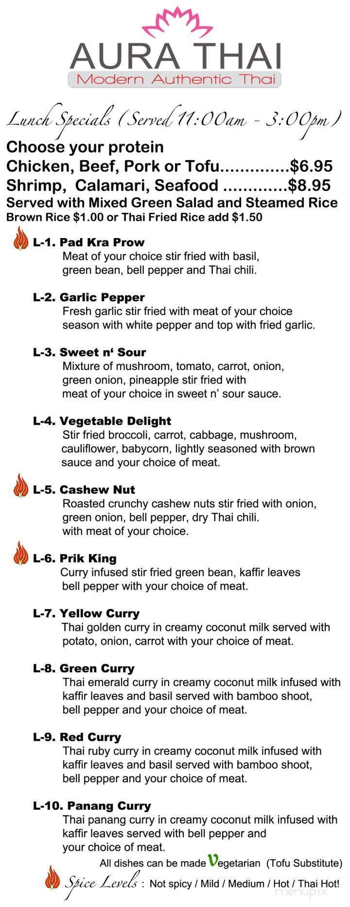 Aura Thai Hollywood - Los Angeles, CA menu_pic