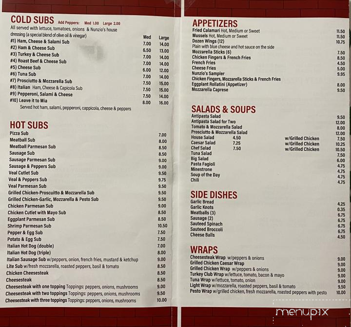 Nunzio's Pizzeria - Scotch Plains, NJ menu_pic