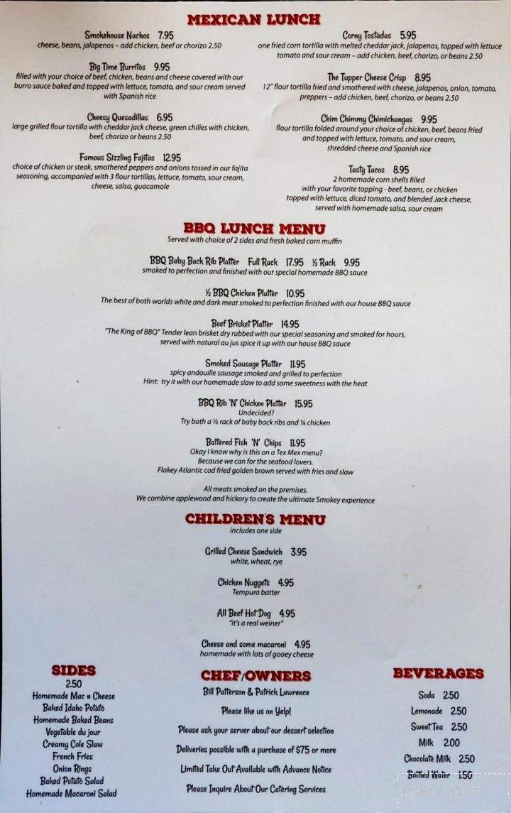 Park Smoke House - Tupper Lake, NY menu_pic