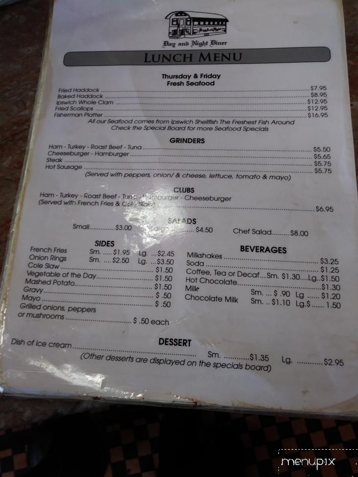 Day & Night Diner - Palmer, MA menu_pic