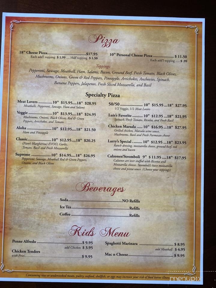Fiore's Pizzeria - Ocala, FL menu_pic