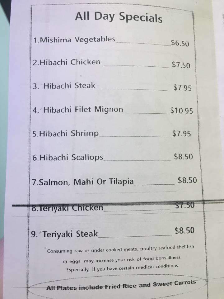 Mishima Express Japanese - Anderson, SC menu_pic