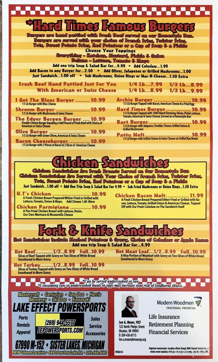 Hard Times Family Restaurant - Decatur, MI menu_pic
