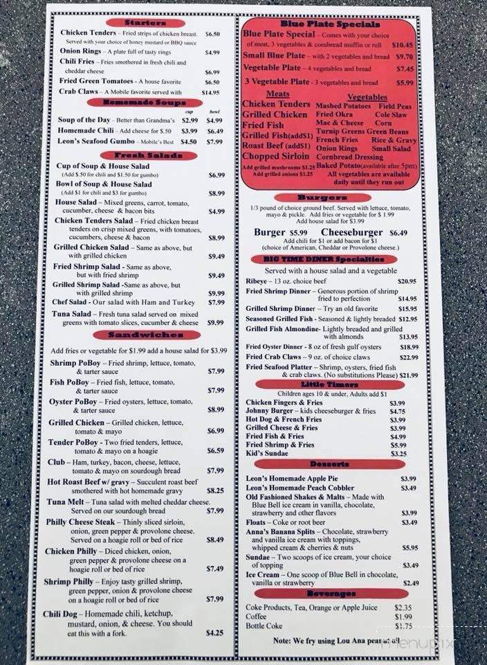 Big Time Diner - Mobile, AL menu_pic