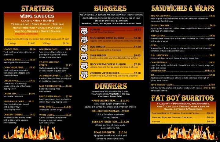Rey's Route 62 Bar & Grill - Alliance, OH menu_pic