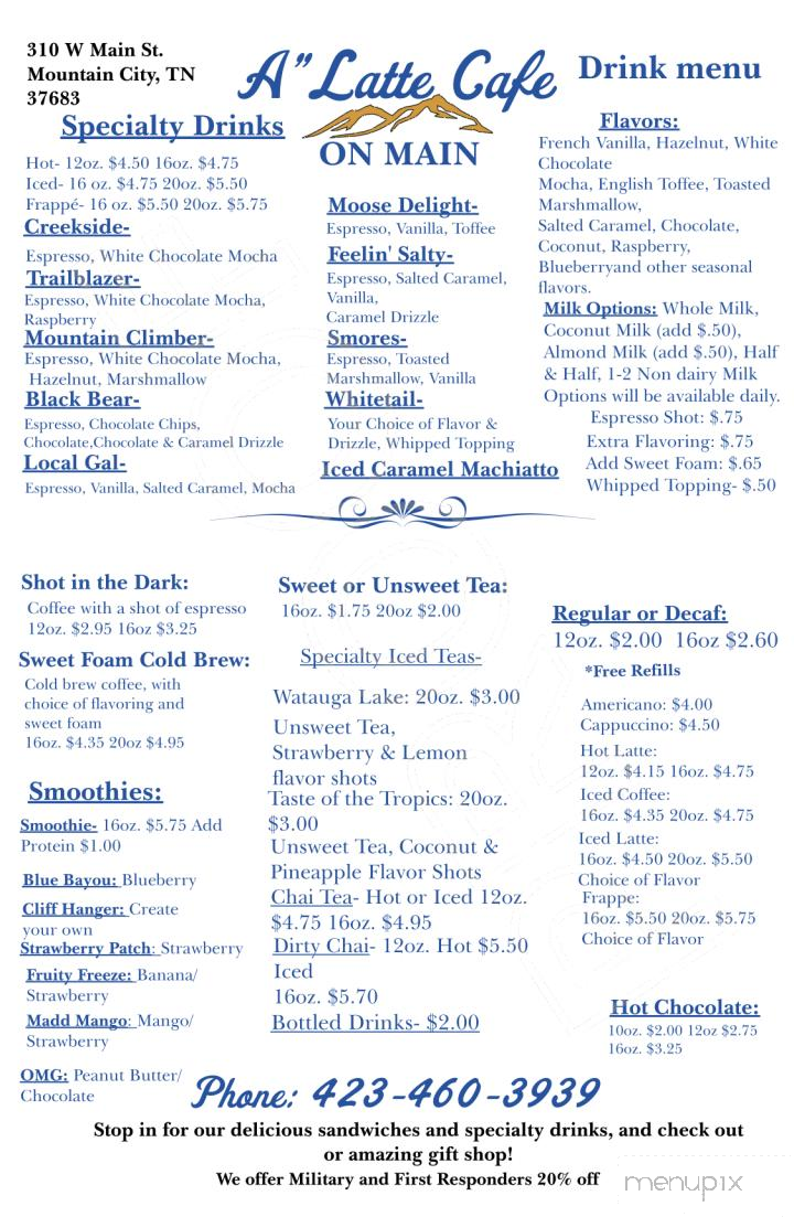 Alatte Cafe On Main - Mountain City, TN menu_pic