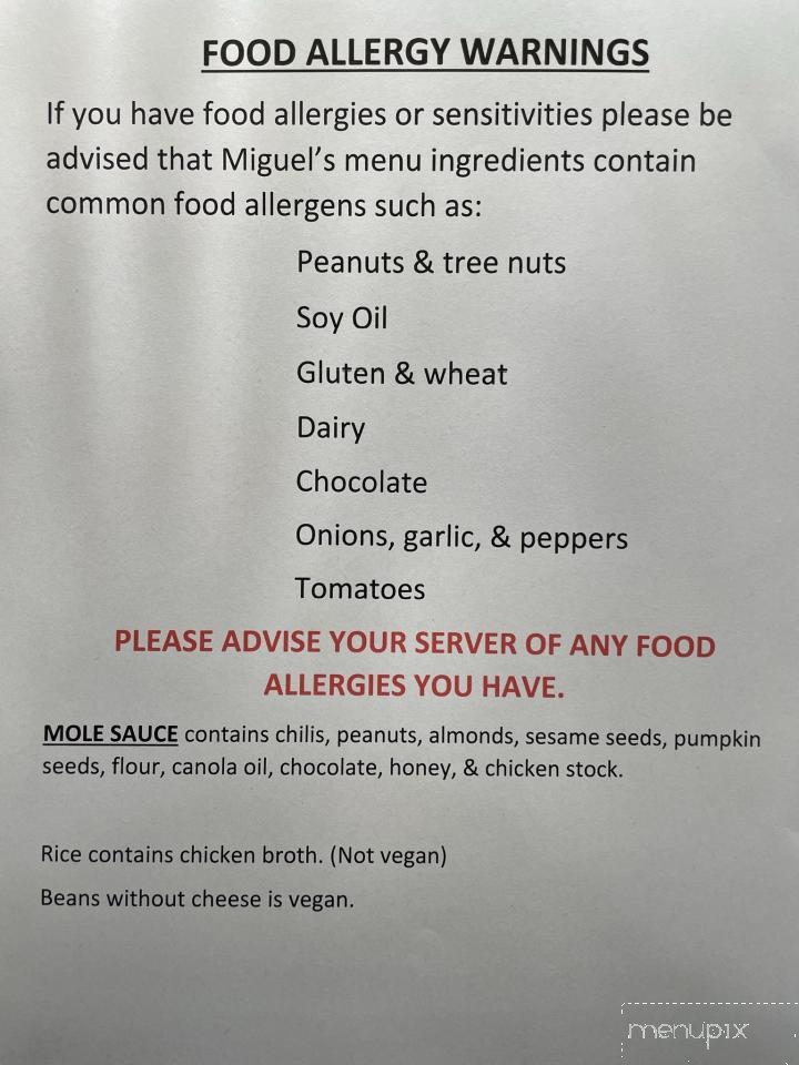 Miguel's Authentic Mexican Cuisine - Fairbanks, AK menu_pic